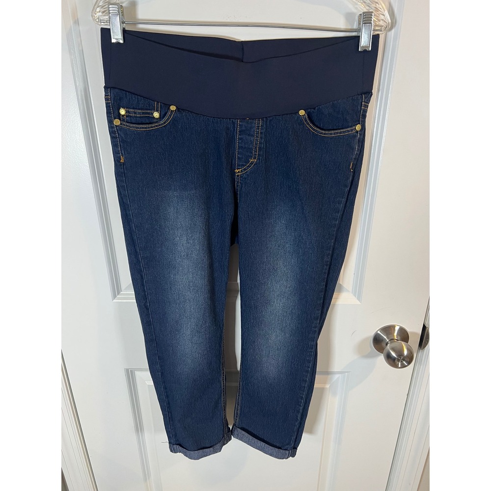 Oh! Mamma Women Maternity Jeans Full Belly Panel‎ Dark Wash Blue Size S